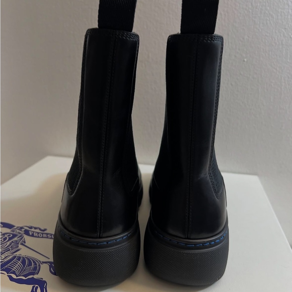 BURBERRY Black Leather Creeper Chelsea Boots - Picture 9 of 16